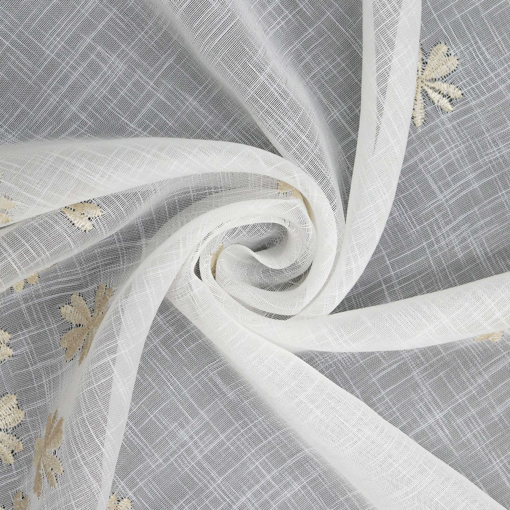 Cafe Curtain with Floral Pattern Embroidery in Country Style - Beige, H x W 60 x 140cm