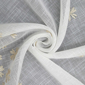 Cafe Curtain with Floral Pattern Embroidery in Country Style - Beige, H x W 60 x 140cm
