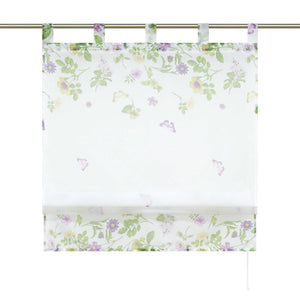 Roman Shade with Tab Tops with Butterfly Pattern Sheer - White, W x H 120 x 140cm