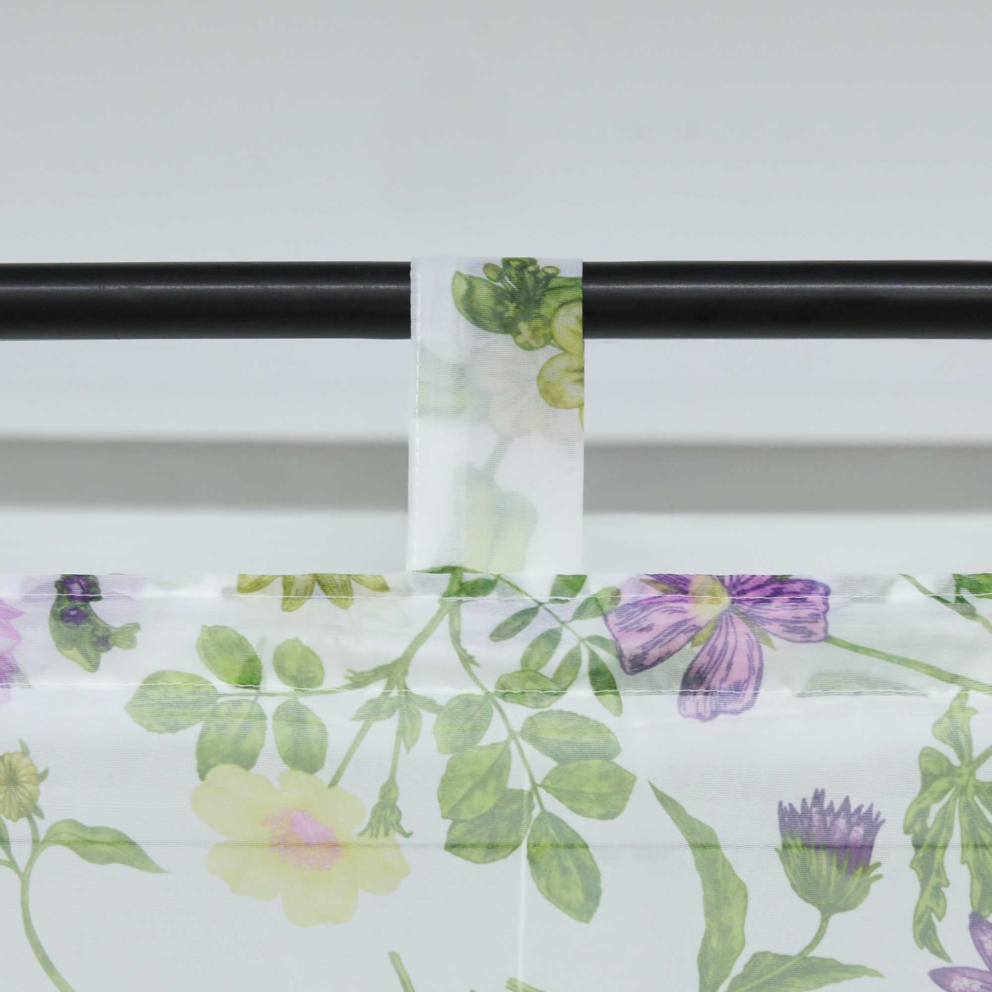 Roman Shade with Tab Tops with Butterfly Pattern Sheer - White, W x H 140 x 140cm