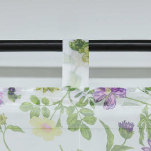 Roman Shade with Tab Tops with Butterfly Pattern Sheer - White, W x H 140 x 140cm