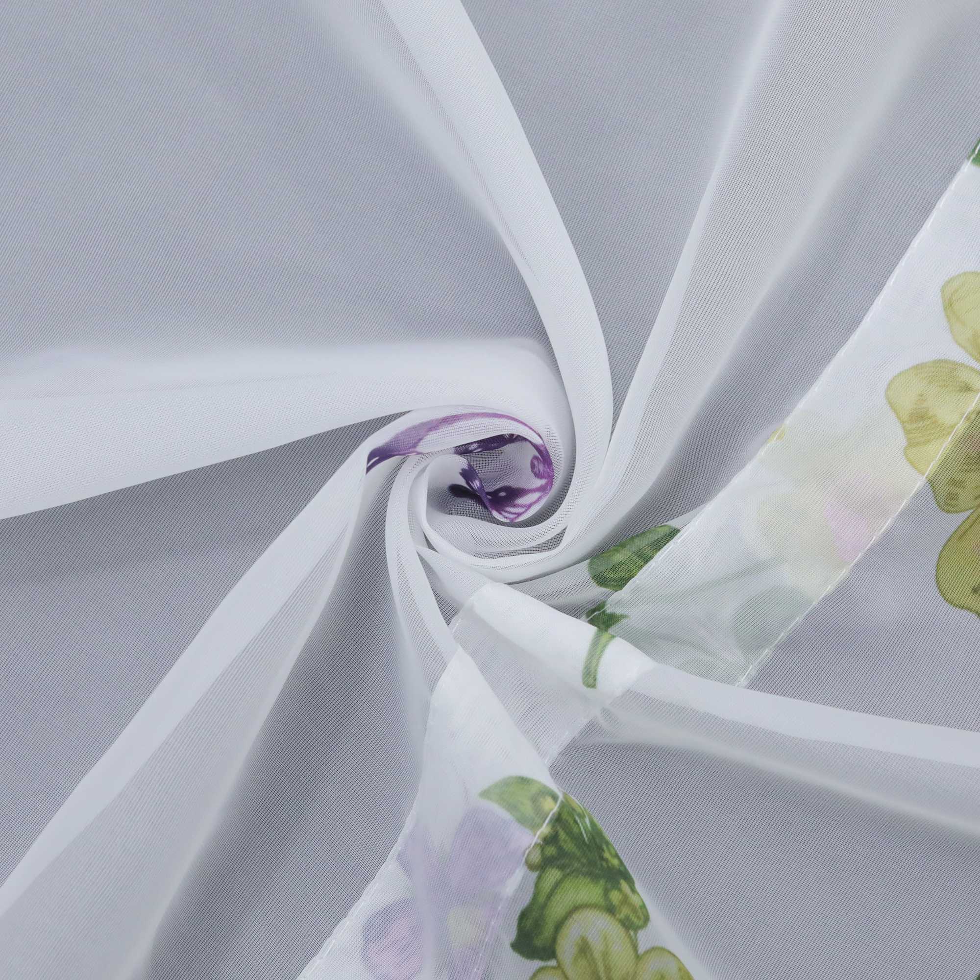 Roman Shade with Tab Tops with Butterfly Pattern Sheer