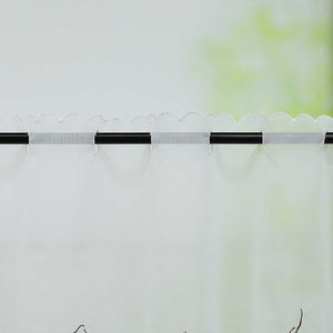 Cafe Curtain with Floral Pattern Short Light-Filtering 1 Piece - White, H x W 60 x 120cm