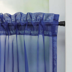 Cafe Curtain with Rod Pocket Gatherable 2 Pieces