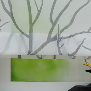Roman Shade with U-Hooks Semi-Sheer Branch Pattern Light-Filtering 1 Piece - Gray, H x W 140 x 100cm