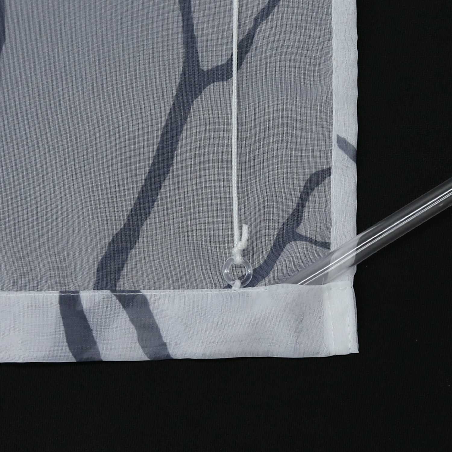 Roman Shade with U-Hooks Semi-Sheer Branch Pattern Light-Filtering 1 Piece - White, H x W 140 x 80cm