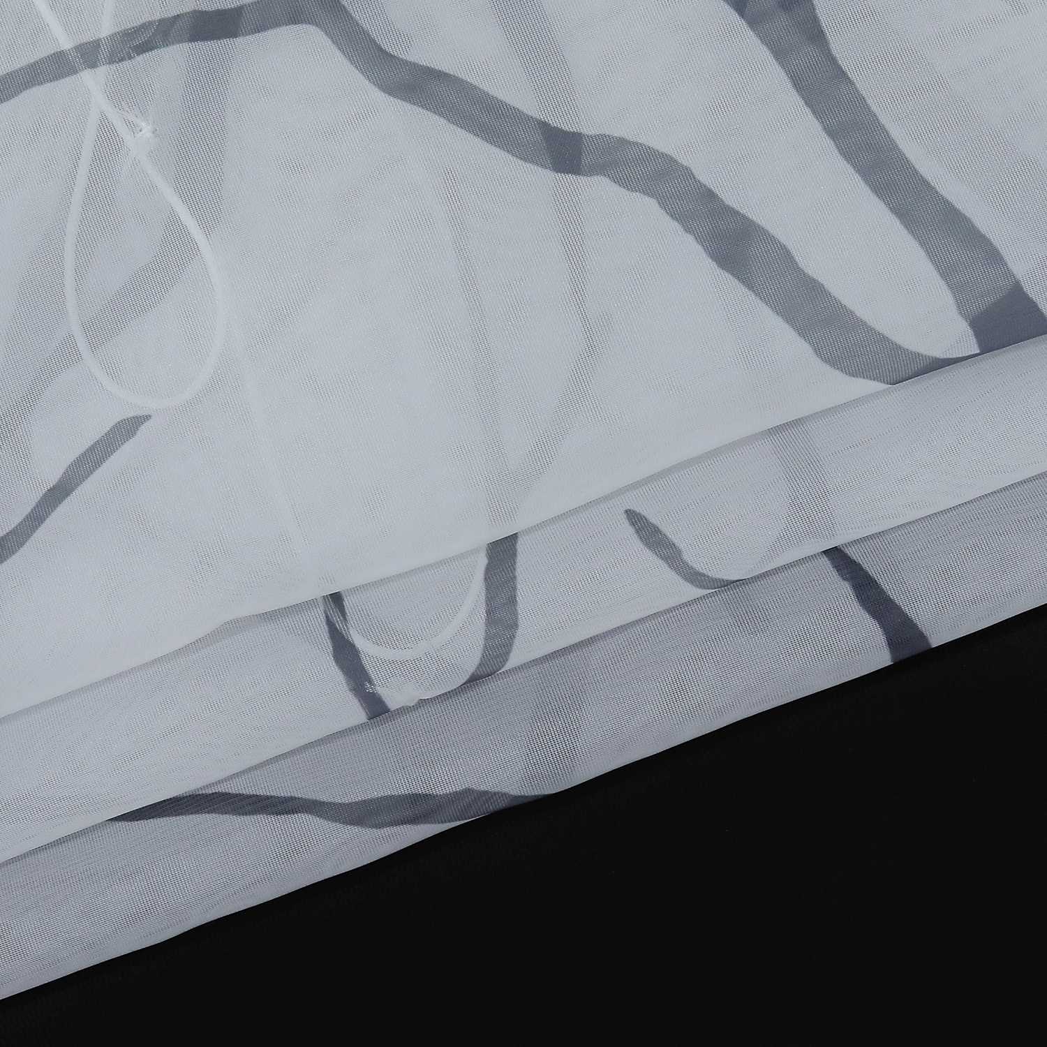 Roman Shade with U-Hooks Semi-Sheer Branch Pattern Light-Filtering 1 Piece - White, H x W 140 x 100cm