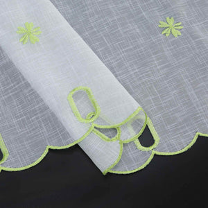 Cafe Curtain with Floral Pattern Embroidery in Country Style - White, H x W 45 x 120cm