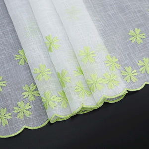 Cafe Curtain with Floral Pattern Embroidery in Country Style - White, H x W 60 x 120cm