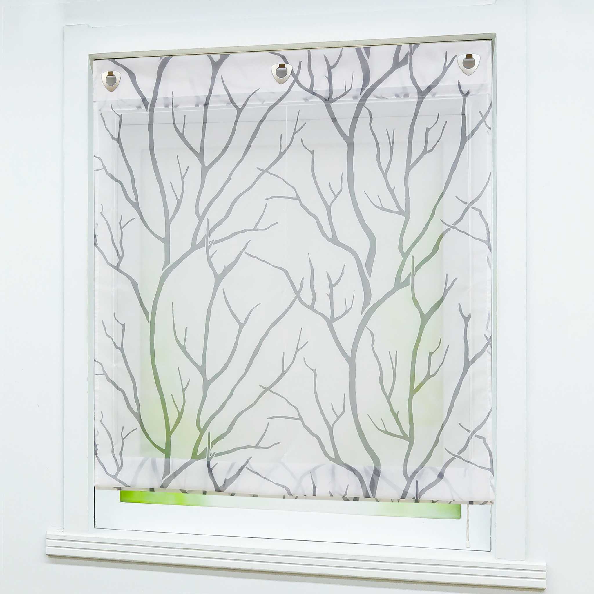 Roman Shade with U-Hooks Semi-Sheer Branch Pattern Light-Filtering 1 Piece - Gray, H x W 140 x 80cm