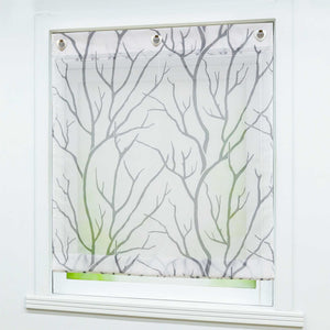 Roman Shade with U-Hooks Semi-Sheer Branch Pattern Light-Filtering 1 Piece - Gray, H x W 140 x 80cm