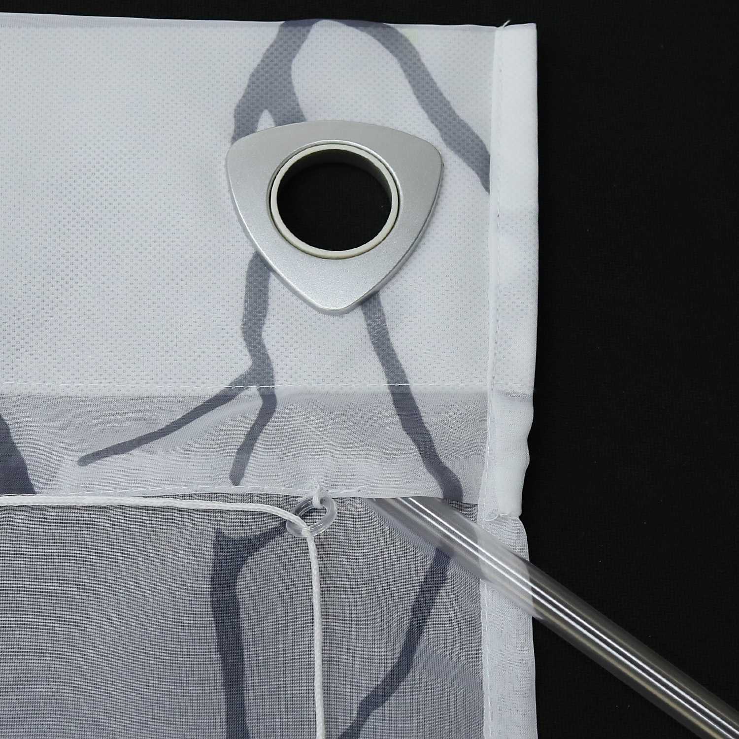 Roman Shade with U-Hooks Semi-Sheer Branch Pattern Light-Filtering 1 Piece - Gray, H x W 140 x 120cm
