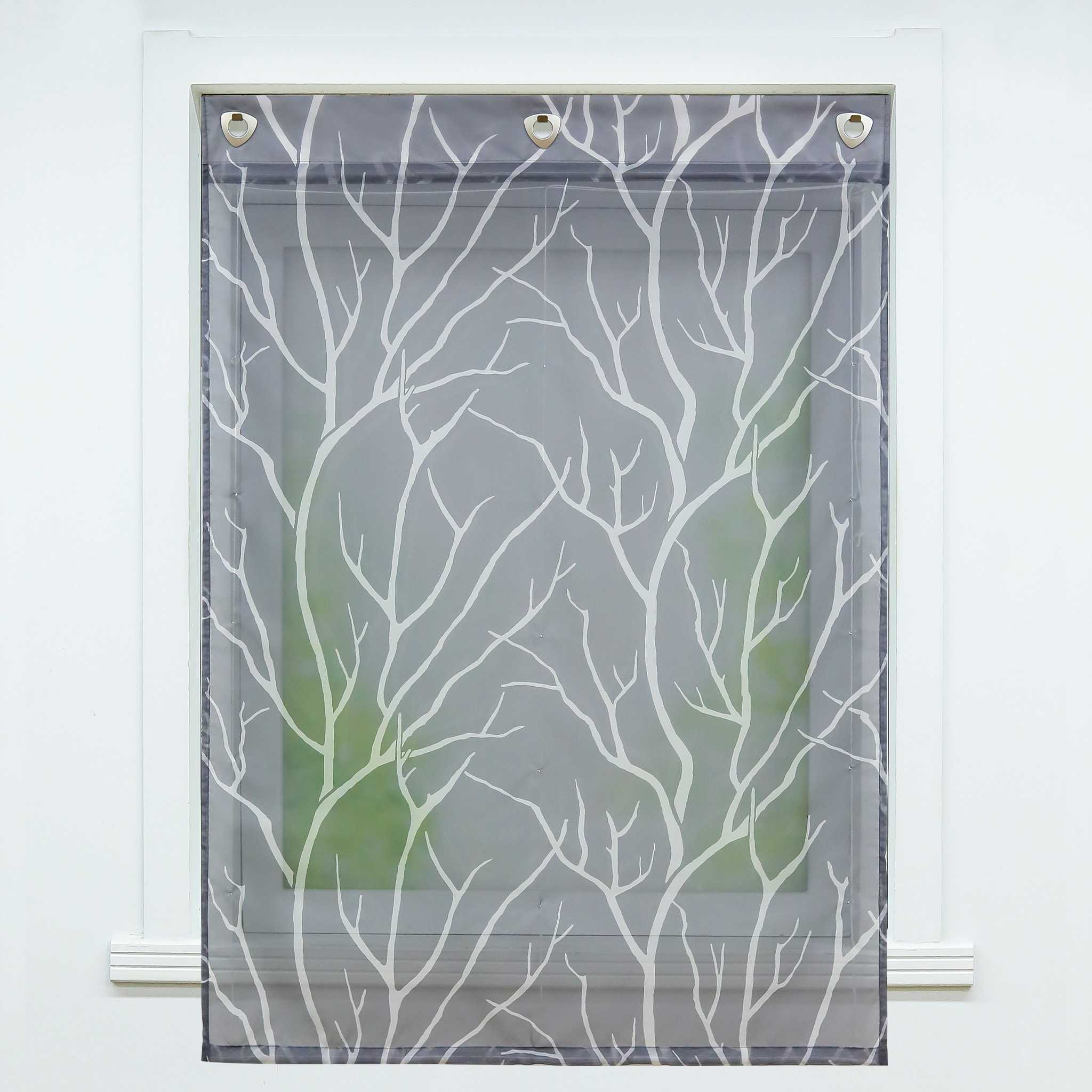 Roman Shade with U-Hooks Semi-Sheer Branch Pattern Light-Filtering 1 Piece - Brown, H x W 140 x 60cm