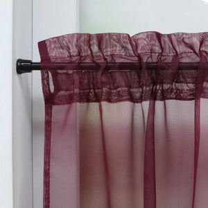 Cafe Curtain with Rod Pocket Gatherable 2 Pieces - Orange, H x W 92 x 76cm