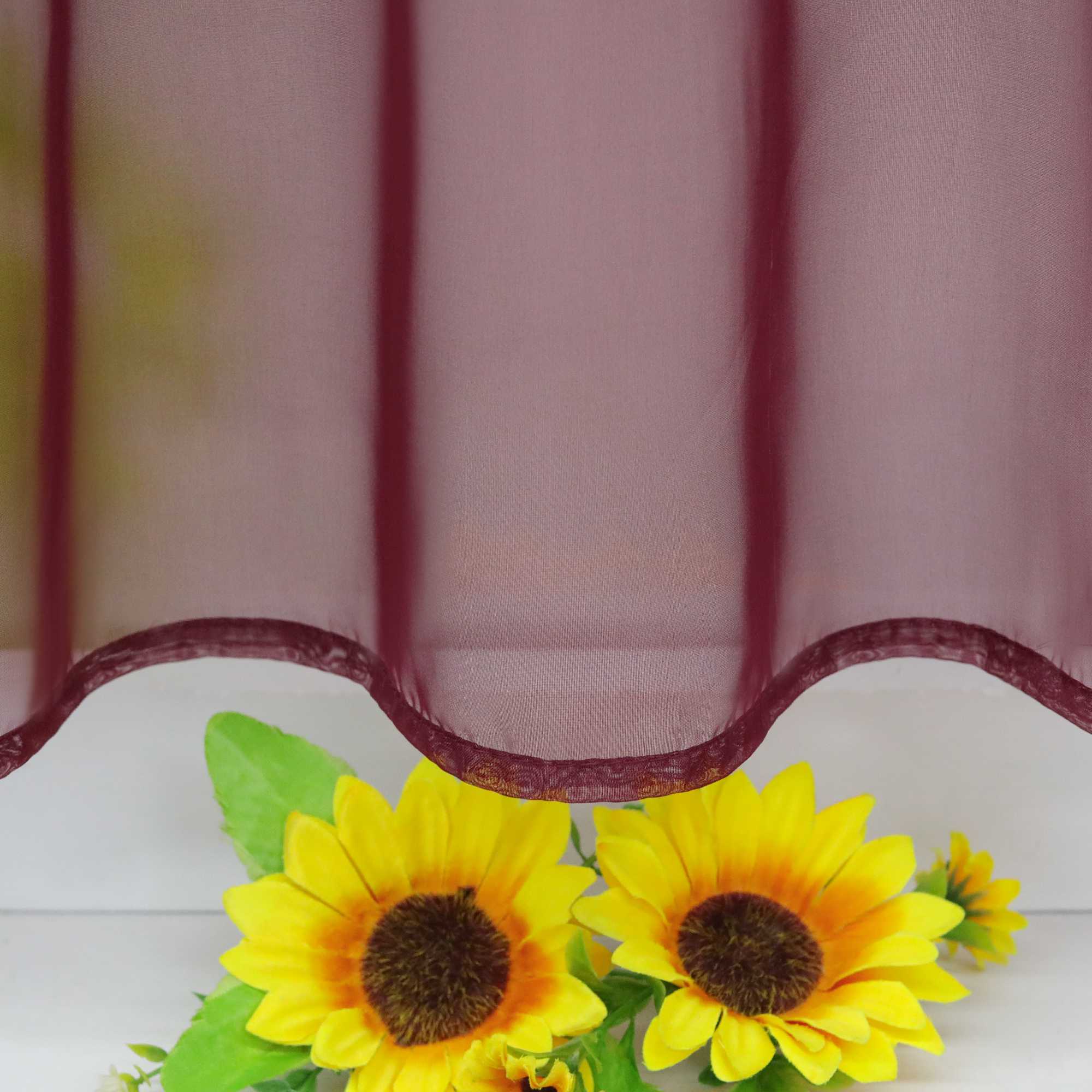 Cafe Curtain with Rod Pocket Gatherable 2 Pieces