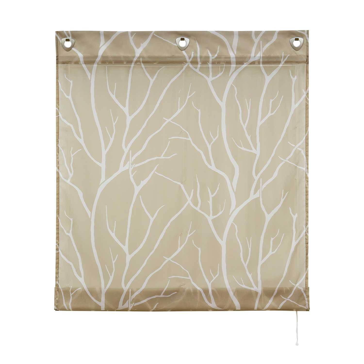 Roman Shade with U-Hooks Semi-Sheer Branch Pattern Light-Filtering 1 Piece - Sand, H x W 140 x 120cm