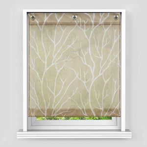 Roman Shade with U-Hooks Semi-Sheer Branch Pattern Light-Filtering 1 Piece - Sand, H x W 140 x 100cm