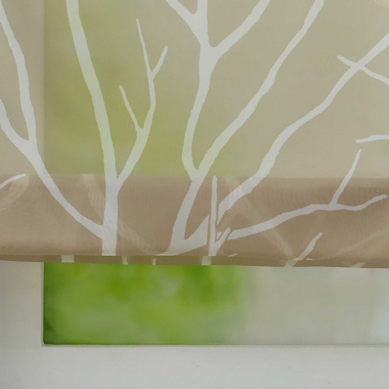 Roman Shade with U-Hooks Semi-Sheer Branch Pattern Light-Filtering 1 Piece
