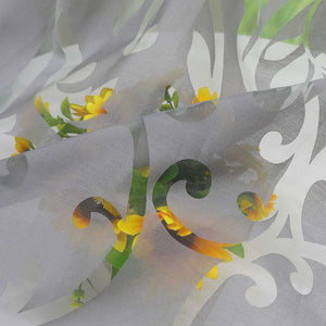 Curtain with Floral Pattern Light-Filtering Curtain Panel 1 Piece - Tab-Top Panel, White