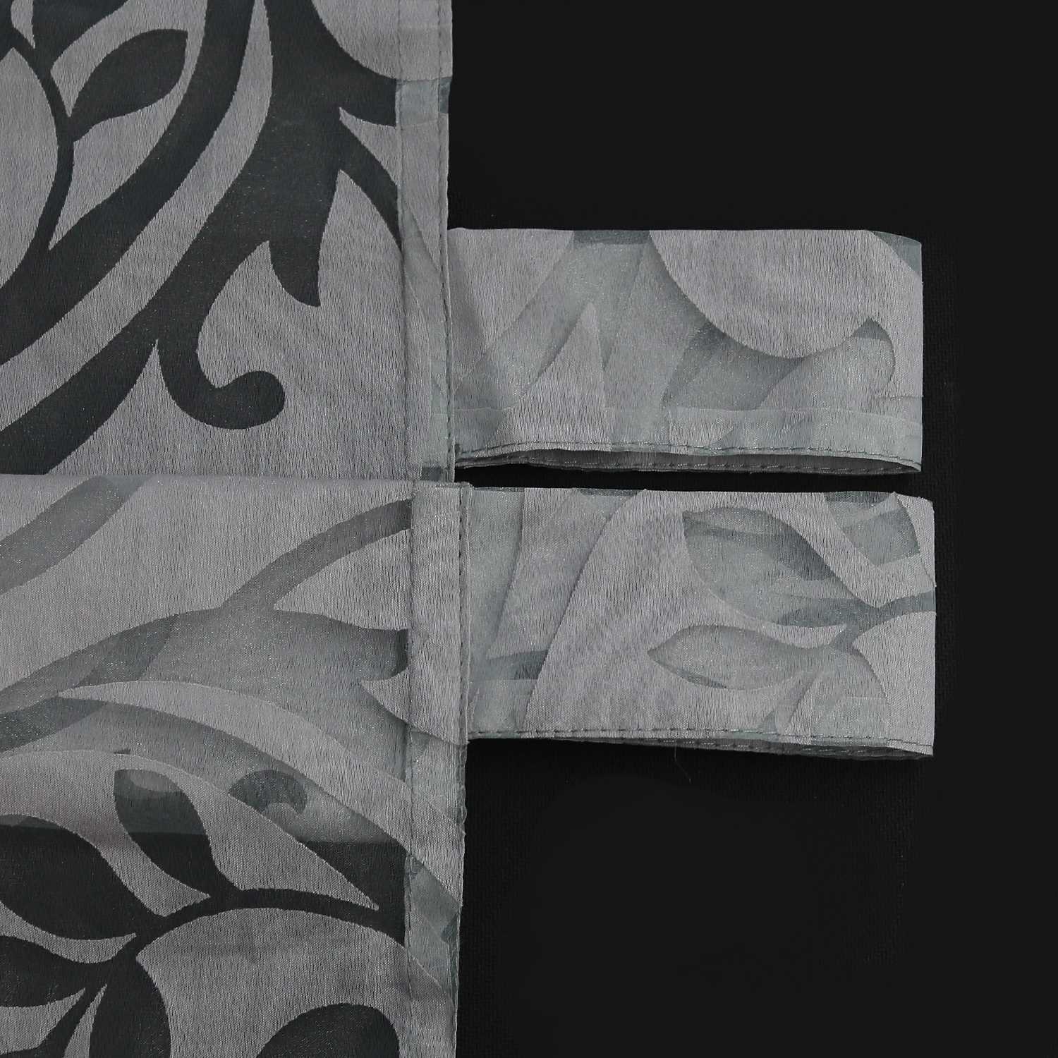 Curtain with Floral Pattern Light-Filtering Curtain Panel 1 Piece - Tab-Top Panel, Gray