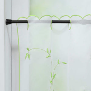 Cafe Curtain Voile with Leaf Embroidery - Light Gray, H x W 60 x 120cm