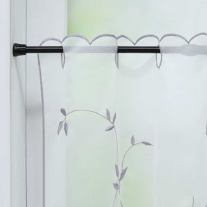 Cafe Curtain Voile with Leaf Embroidery