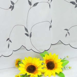 Cafe Curtain Voile with Leaf Embroidery