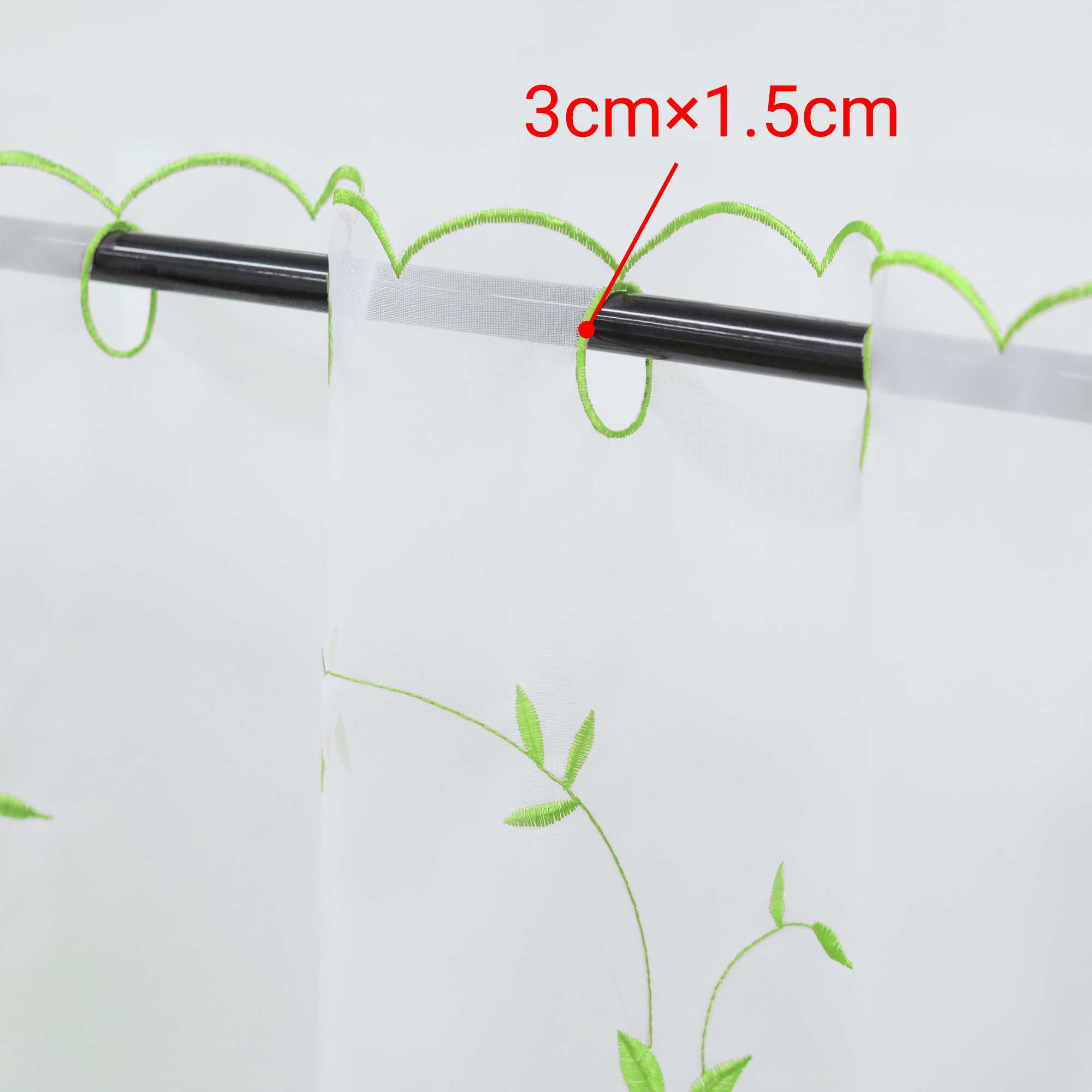 Cafe Curtain Voile with Leaf Embroidery - White, H x W 45 x 90cm