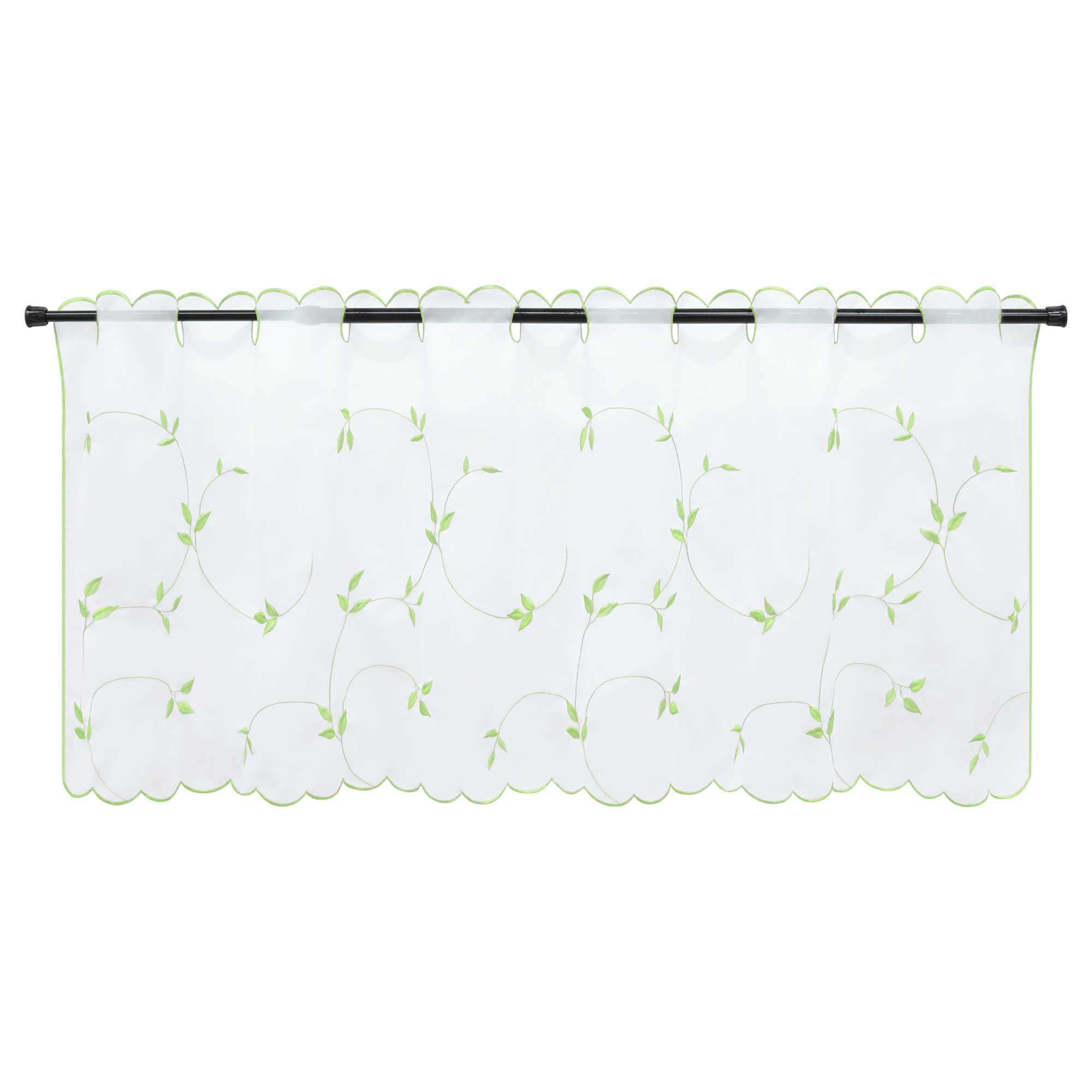 Cafe Curtain Voile with Leaf Embroidery - Light Gray, H x W 45 x 120cm