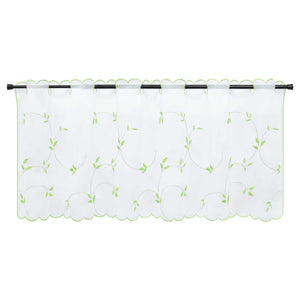 Cafe Curtain Voile with Leaf Embroidery - Light Gray, H x W 45 x 120cm