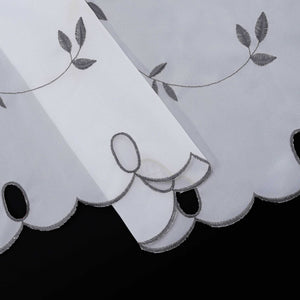 Cafe Curtain Voile with Leaf Embroidery