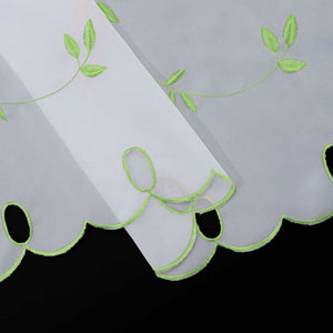 Cafe Curtain Voile with Leaf Embroidery - Light Gray, H x W 60 x 140cm