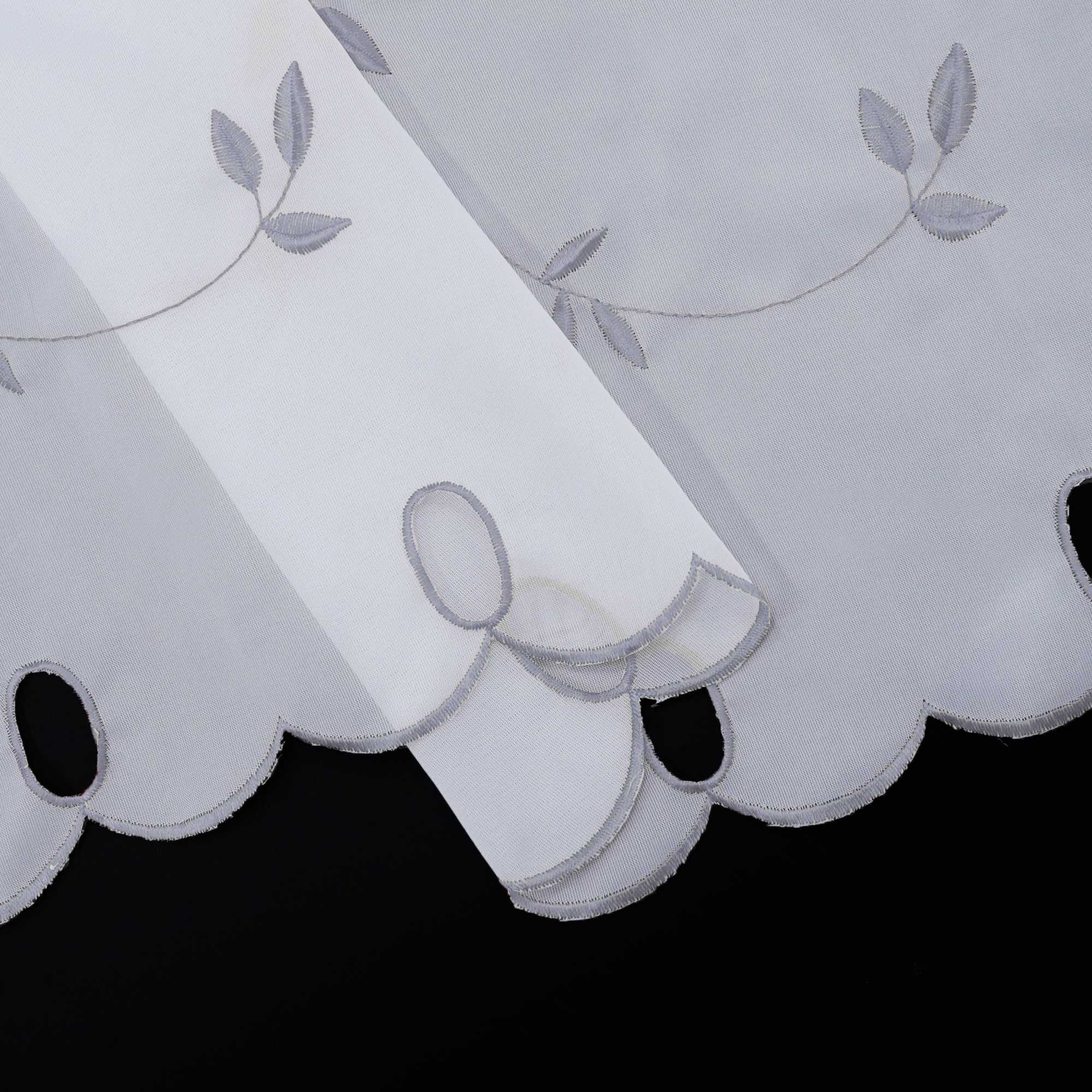 Cafe Curtain Voile with Leaf Embroidery