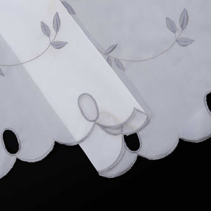 Cafe Curtain Voile with Leaf Embroidery