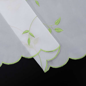 Cafe Curtain Voile with Leaf Embroidery - White, H x W 60 x 120cm