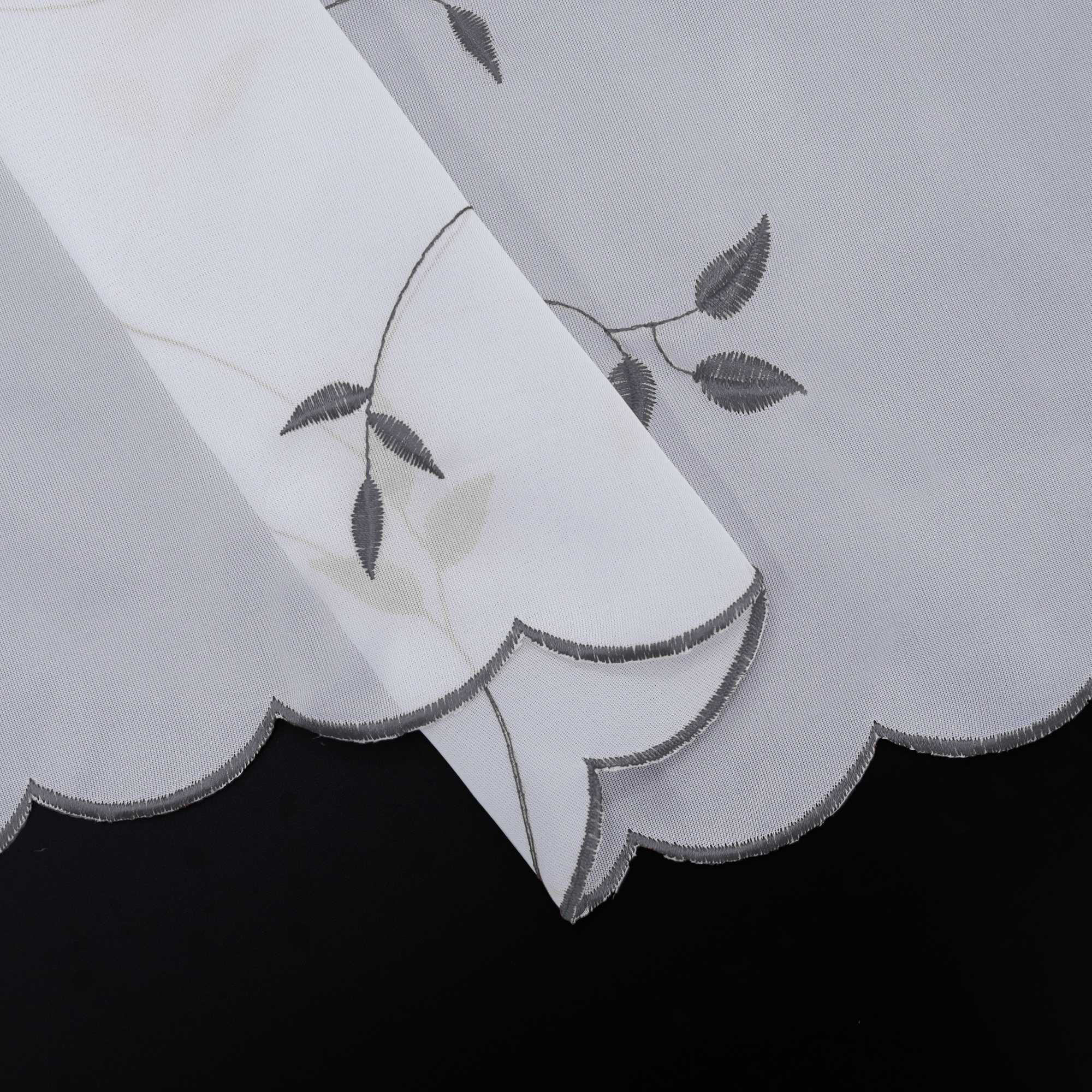 Cafe Curtain Voile with Leaf Embroidery