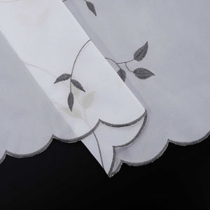 Cafe Curtain Voile with Leaf Embroidery