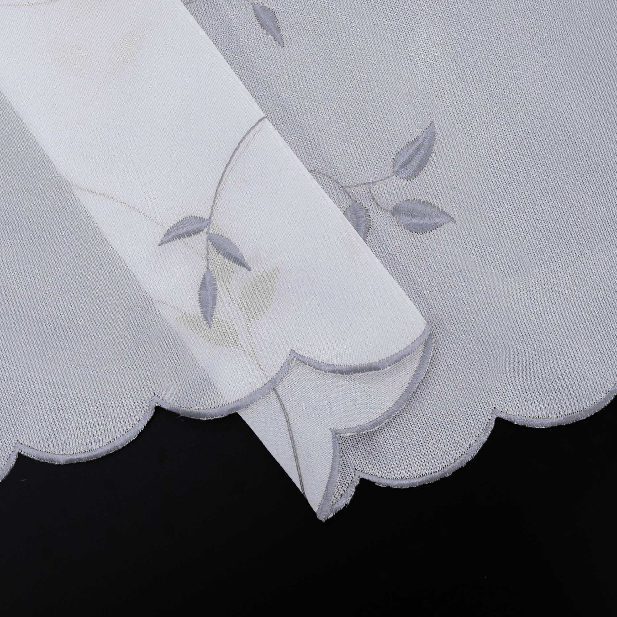 Cafe Curtain Voile with Leaf Embroidery