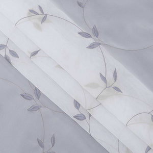 Cafe Curtain Voile with Leaf Embroidery