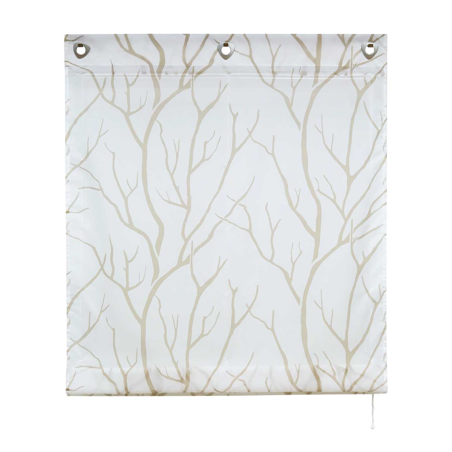 Roman Shade with U-Hooks Semi-Sheer Branch Pattern Light-Filtering 1 Piece
