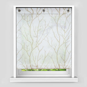 Roman Shade with U-Hooks Semi-Sheer Branch Pattern Light-Filtering 1 Piece