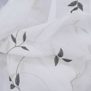 Cafe Curtain Voile with Leaf Embroidery
