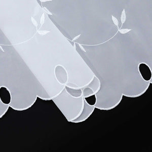 Cafe Curtain Voile with Leaf Embroidery - Dark Gray, H x W 45 x 120cm