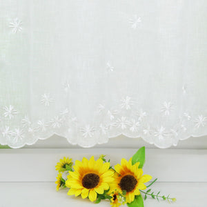 Cafe Curtain with Floral Pattern Embroidery in Country Style - Purple, H x W 60 x 120cm