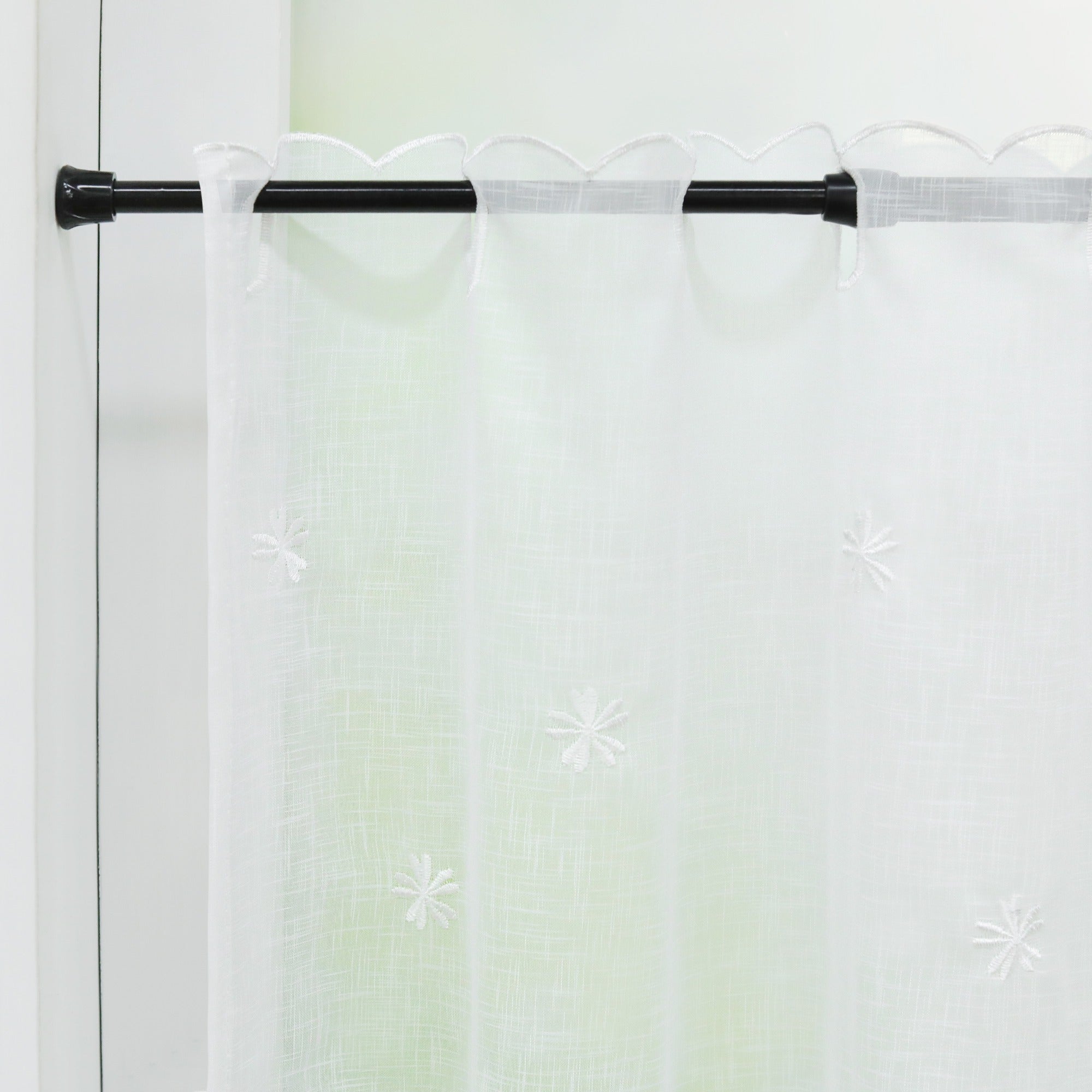 Cafe Curtain with Floral Pattern Embroidery in Country Style - Purple, H x W 45 x 90cm