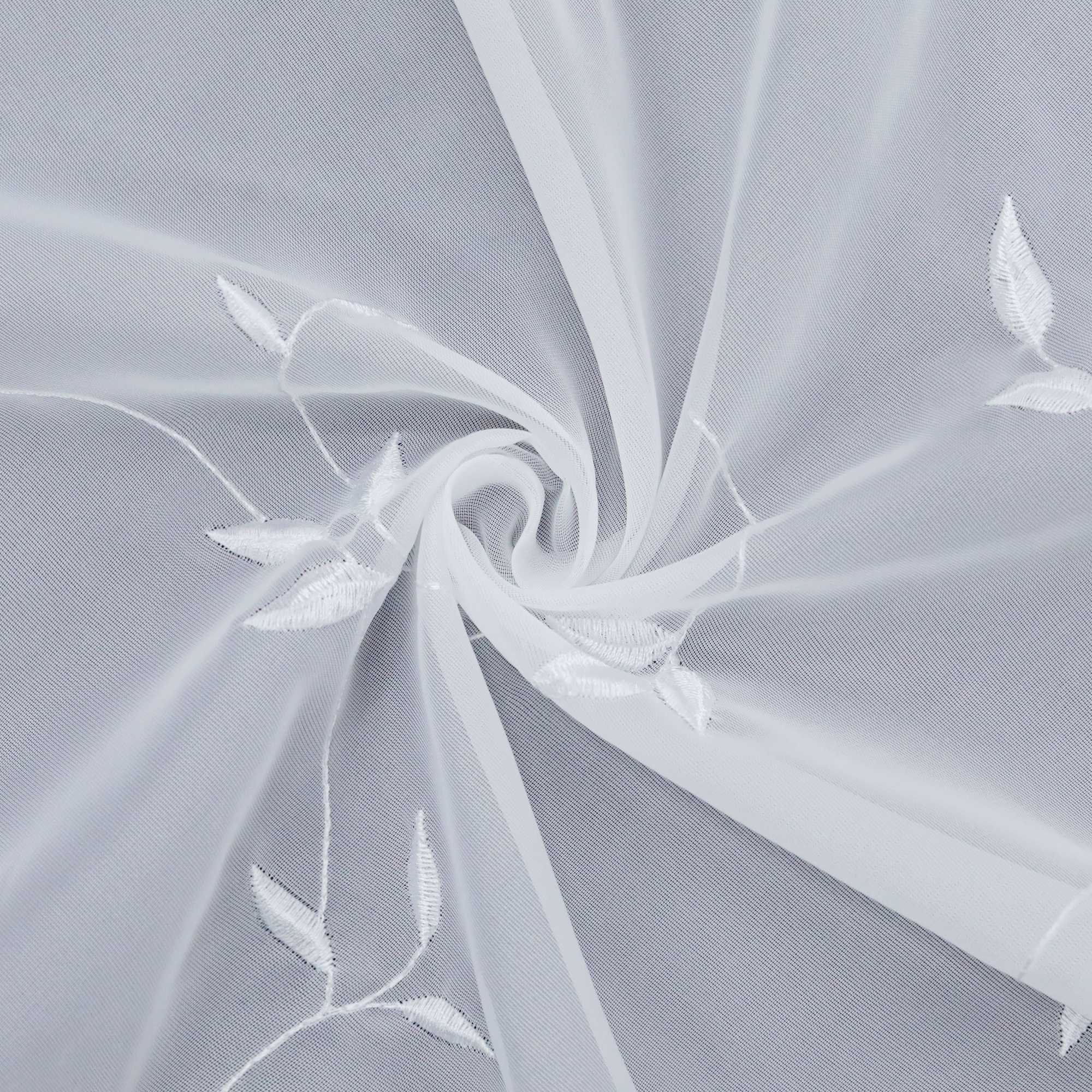 Cafe Curtain Voile with Leaf Embroidery - Dark Gray, H x W 60 x 120cm