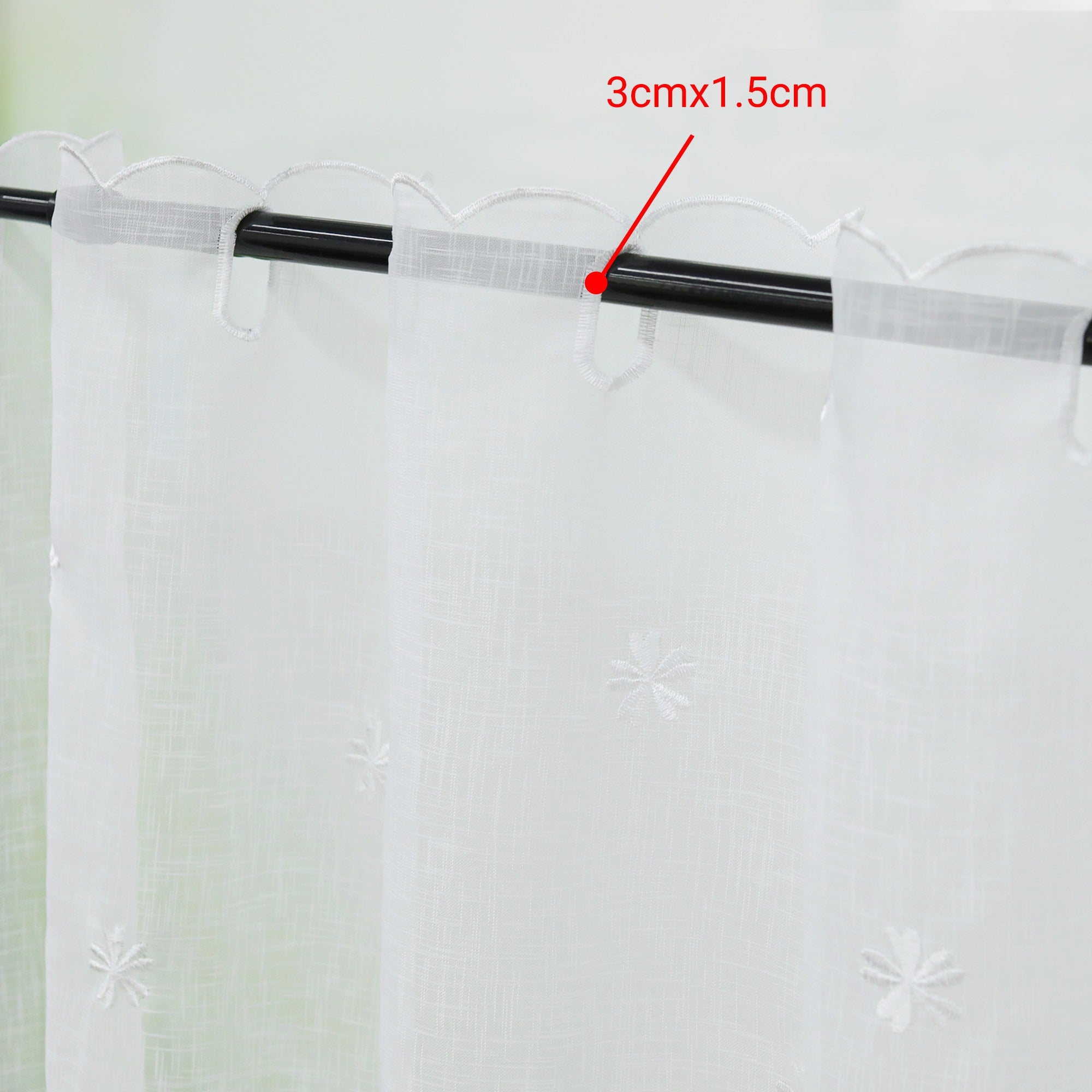 Cafe Curtain with Floral Pattern Embroidery in Country Style - Purple, H x W 45 x 120cm