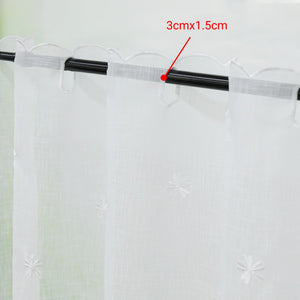 Cafe Curtain with Floral Pattern Embroidery in Country Style - Purple, H x W 45 x 120cm