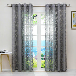 Curtain with Floral Pattern Light-Filtering Curtain Panel 1 Piece