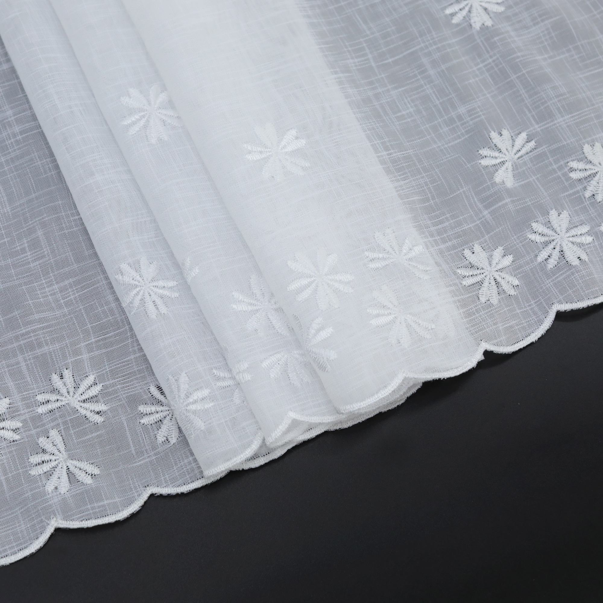 Cafe Curtain with Floral Pattern Embroidery in Country Style - Purple, H x W 60 x 140cm